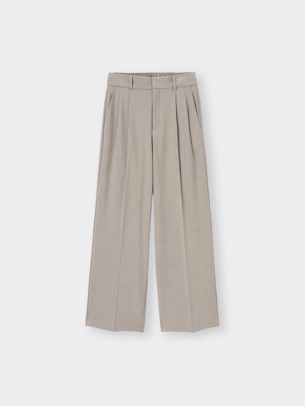 GU | Pleated Wide-Leg Pants in Beige | Size XL